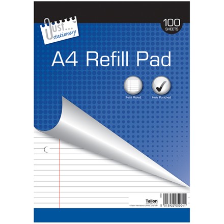 JUST STATIONERY - A4 REFILL PAD - 100 SHEETS