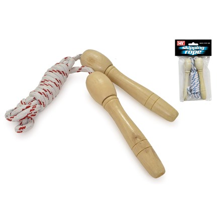SUMMER FUN - 2.3M WOODEN HANDLE SKIPPING ROPE