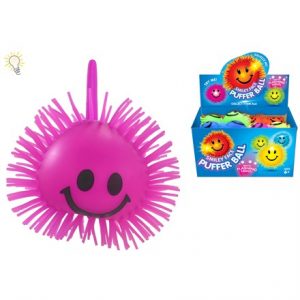 4" SMILEY FACE PUFFER BALL WITH LIGHT 10CM