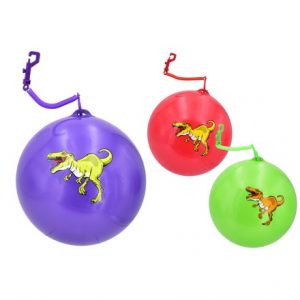 INFLATABLE DINOSAUR BALL WITH KEYRING - 3ASSORTED
