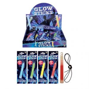 15CM GLOW STICK W/ LANYARD - 4 ASSORTED