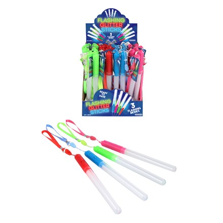 GLITTER LIGHT UP FLASHING STICK 19CM