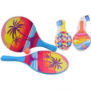 NEON WOODEN BEACH BAT & BALL