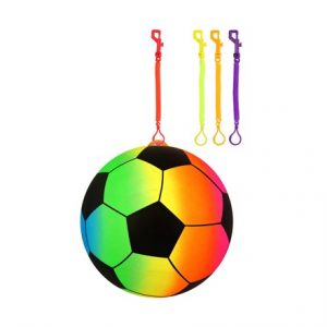 FOOTBALL W/HOOK AND KEYRING RAINBOW COLOUR 23CM