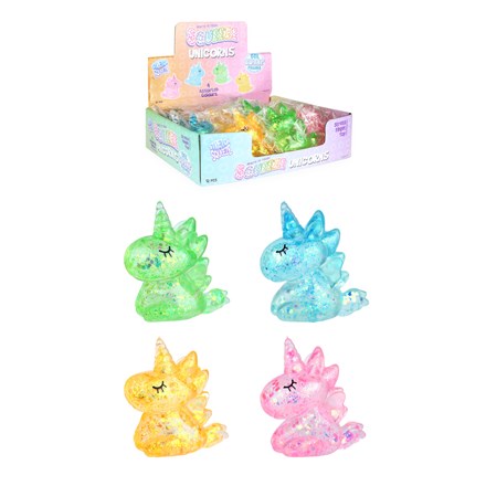 SQUEEZE UNICORN W/SUGAR & SPARKLE 10CM