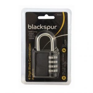 BLACKSPUR - 4 DIGIT COMBINATION PADLOCK - BLACK
