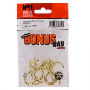 VALUE BRAND - SHOULDERED CUP HOOKS 30MM -