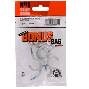 VALUE BRAND - SHOULDERED CUP HOOKS 30MM -