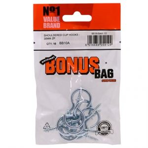 VALUE BRAND - SHOULDERED CUP HOOKS 30MM -