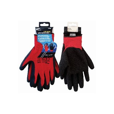 PRO USER - BLACK CRINKLE LATEX COATED GLOVES - L