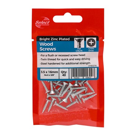 SELECT - WOODSCREWS PLATED 5/8'' - 40PACK