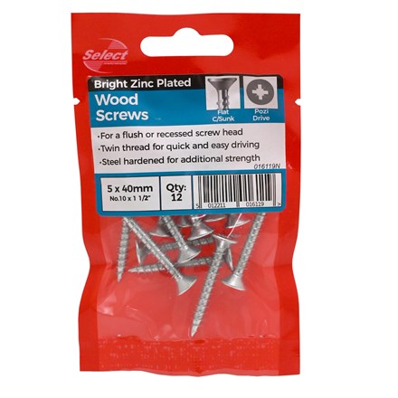 SELECT - WOODSCREWS PLATED 1 1/2'' - 12PACK