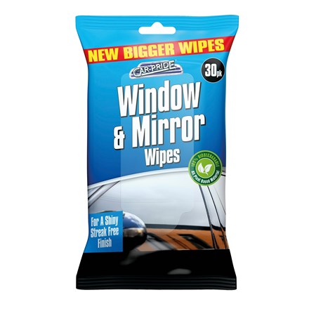 CARPRIDE - WINDOW & MIRROR WIPES - 30 PK