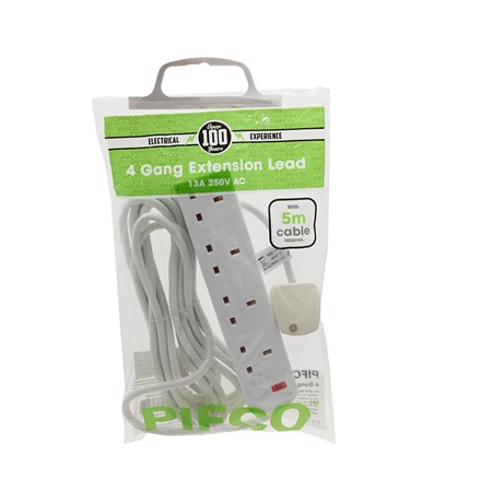 PIFCO / DAEWOO - 4 GANG 5M EXTENSION LEAD