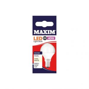 MAXIM LED BULB - ROUND COOL WHITE - SES 6W/40W