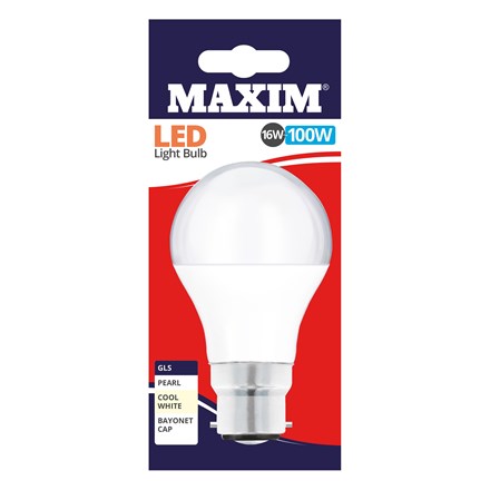 MAXIM LED BULB - GLS COOL WHITE-  BC 16W/100W