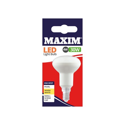 MAXIM LED BULB- R50 SPOT WARM WHITE - SES 4W/30W