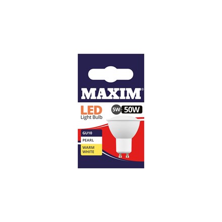 MAXIM LED BULB - GU10  WARM WHITE - 5W/50W