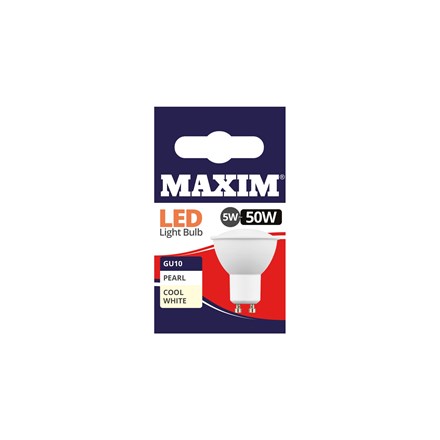 MAXIM LED BULB - GU10 COOL WHITE - 5W/50W