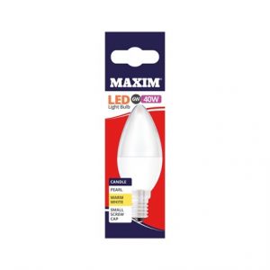 MAXIM LED BULB - CANDLE WARM WHITE - SES 6W/40W