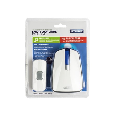 STATUS - BATTERY OPERATED SMART DOOR CHIME - WHITE