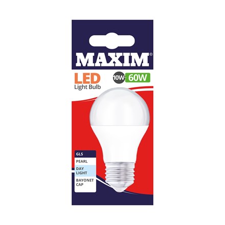 MAXIM LED BULB - GLS DAY LIGHT - ES 10W/60W