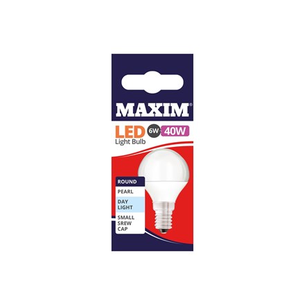 MAXIM LED BULB - ROUND DAY LIGHT - SES 6W/40W