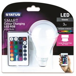 STATUS - COLOUR CHANGING LIGHT BULB W/ REMOTE -B22