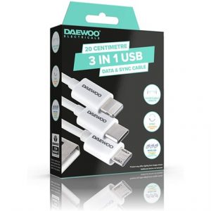 DAEWOO - 0.2 METER USB-A TO 3 IN 1 CABLE 2A
