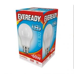 EVEREADY LED BULB - GLS COOL WHITE - B22 8.2W-60W