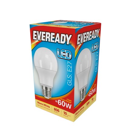 EVEREADY LED BULB - GLS WARM WHITE - E27 8.2W-60W