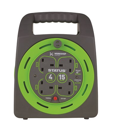 STATUS - 4 SOCKET 15 METER 13A TC CABLE REEL