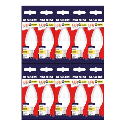 MAXIM LED BULB -CANDLE - SES WARM WHITE - 7.5W=60W