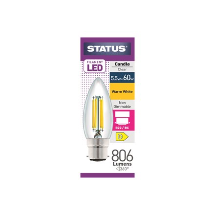 STATUS - FILAMENT CANDLE WARM WHITE - B22 - 60W