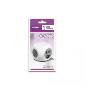 STATUS - 3 WAY 3 USB WHITE CUBE SOCKET - 1.4M