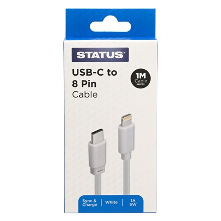 STATUS - USB C TO 8 PIN 1M - WHITE