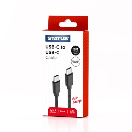 STATUS - USB C TO C 2M BLACK BRAIDED FC CABLE