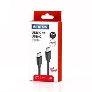 STATUS - USB C TO C 2M BLACK BRAIDED FC CABLE