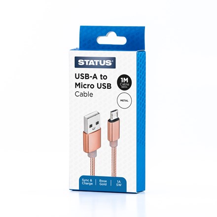 STATUS - USB A TO MICRO 1M ROSE GOLD METAL CABLE
