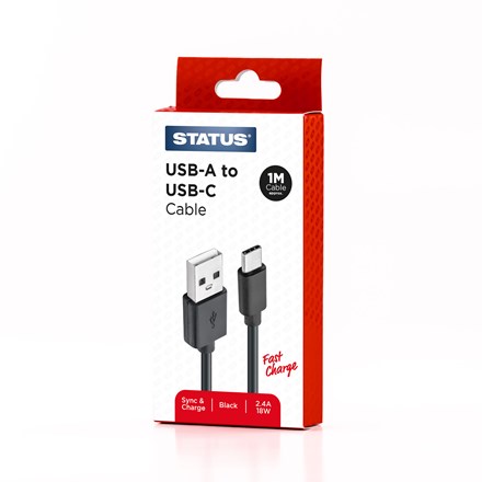 STATUS - USB A TO C 1M BLACK PVC FC CABLE