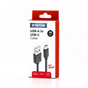 STATUS - USB A TO C 1M BLACK PVC FC CABLE