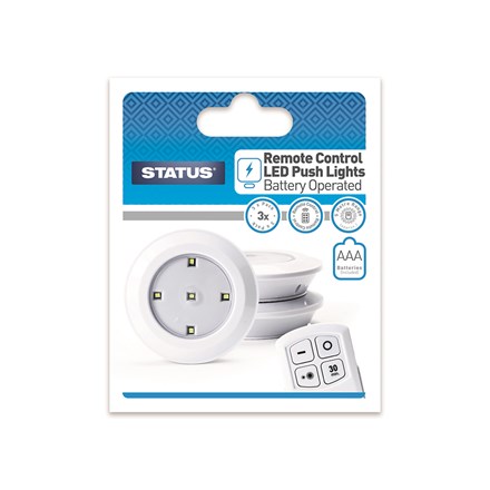 STATUS - B/O LED PUSH LIGHTS REMOTE CONTROL -3PACK