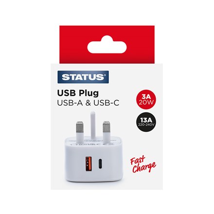 STATUS - TWIN USB FAST CHARGER - USB-A & USB-C