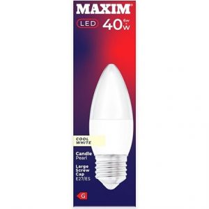 MAXIM LED BULB - CANDLE COOL WHITE - E27 5W=40W