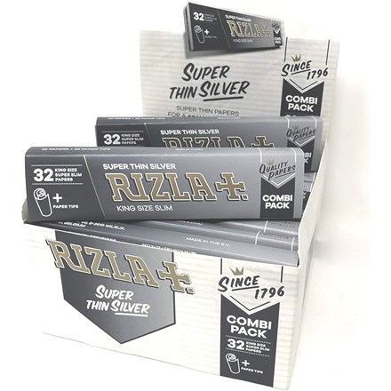 RIZLA SILVER KING SIZE COMBI PAPERS & TIPS - 24 PK