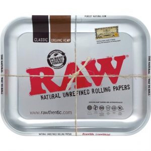 RAW ROLLING TRAY - METALLIC SILVER - MEDIUM