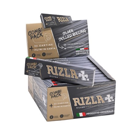 RIZLA SILVER KING SIZE COMBI PAPERS & TIPS - 24 PK
