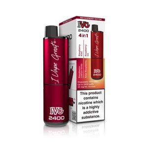 IVG 2400 RECHARGE VAPE KIT 20MG - RED RASP EDITION