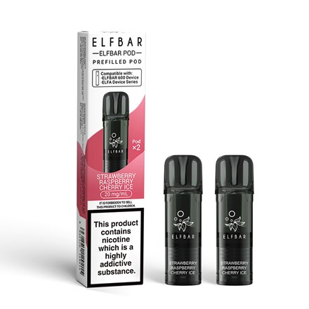 ELFBAR 600 PODS - STRWBR RASPB CHERRY ICE - 2 PK