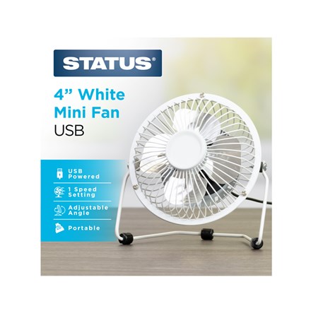 STATUS - 4'' WHITE MINI FAN USB
